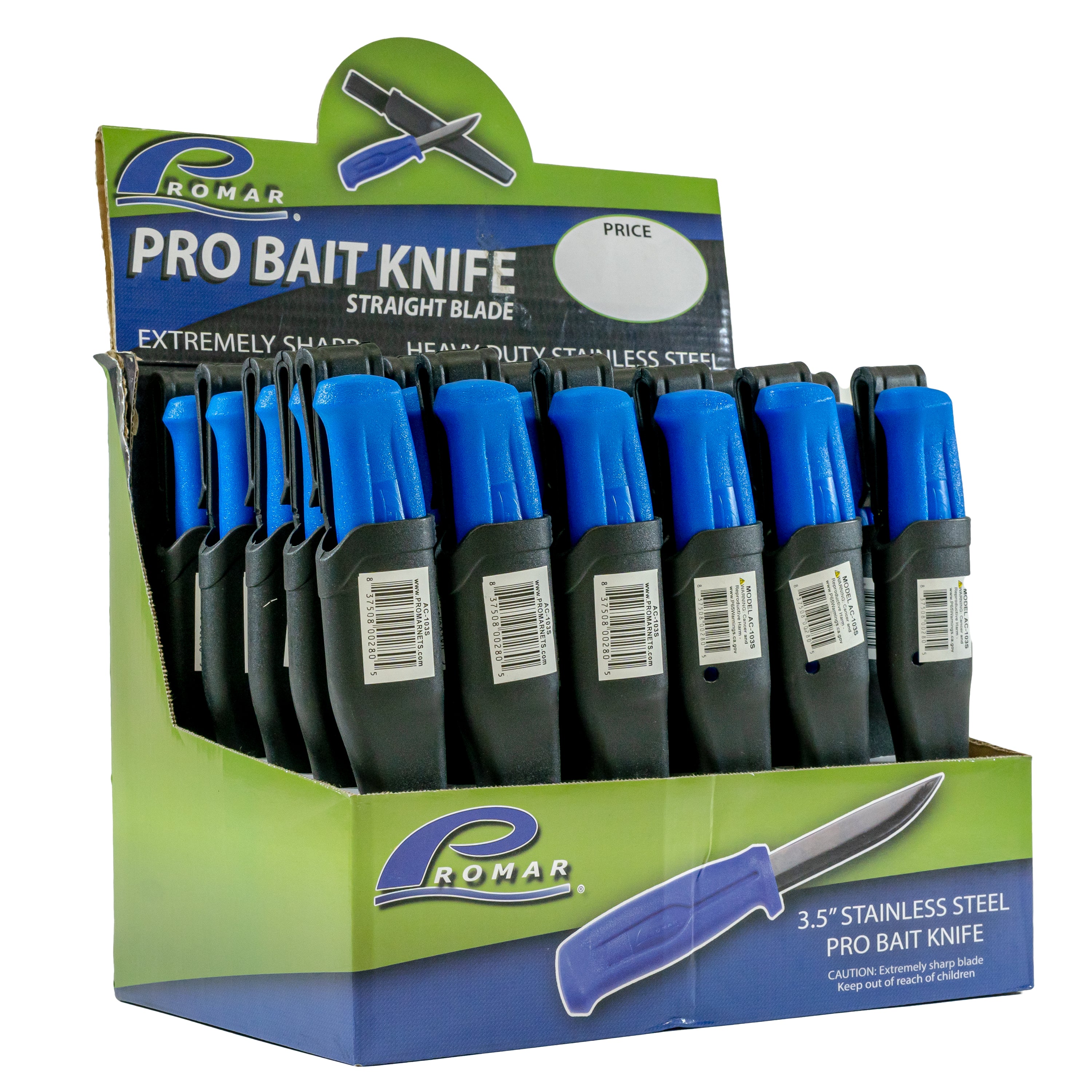 30 Piece Bait Knife Display Set - 4" Stainless Steel Knife w/sheath